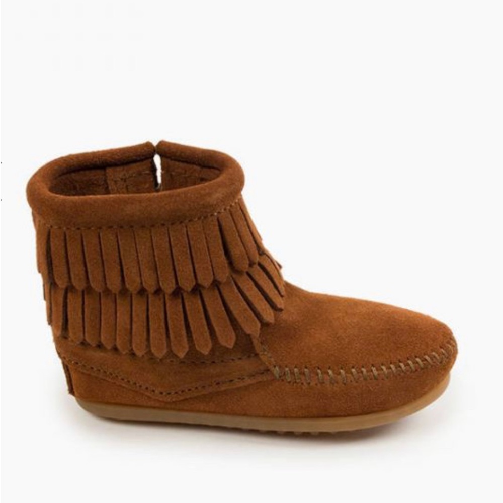 Minnetonka Double Fringe Side Zip Boot